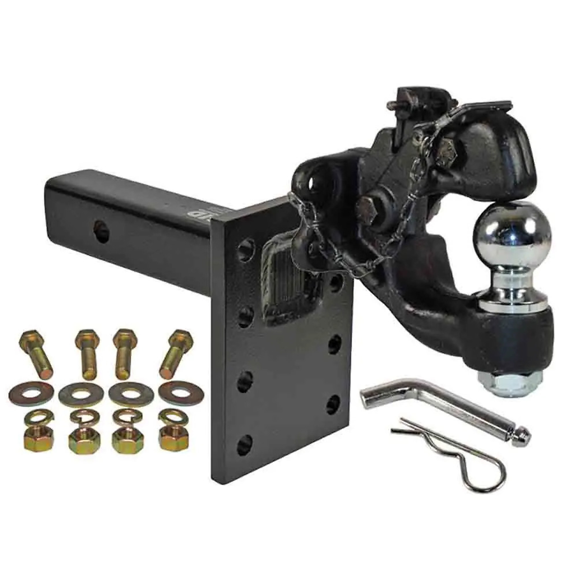 Rigid Hitch Pintle Kit for 2in. Receivers — 15,000 Lbs. GTW, 3,000 Lbs. Tongue, Solid Shank Mount, 10-Ton Pintle Hook, Black Finish, Model# DPH-2516-8KIT